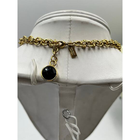 Kate Spade New York Connect Four Black Rhinestone Gold Statement Bib Necklace - Picture 6 of 14